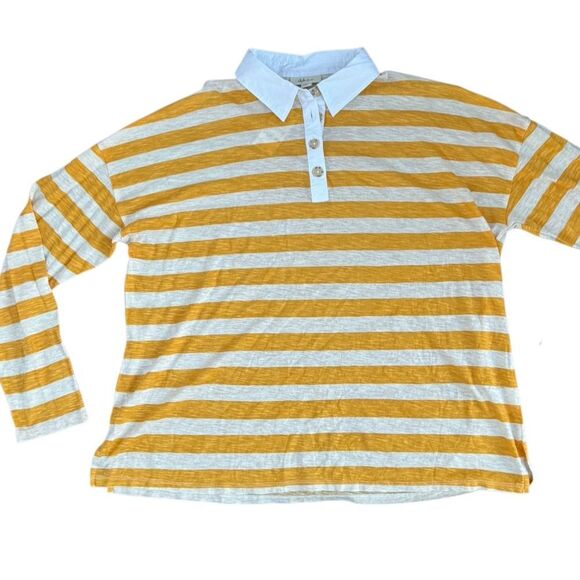 NWT Style & Co. Women's Striped Rugby Shirt in Oatmeal Size XXL - Picture 4 of 6